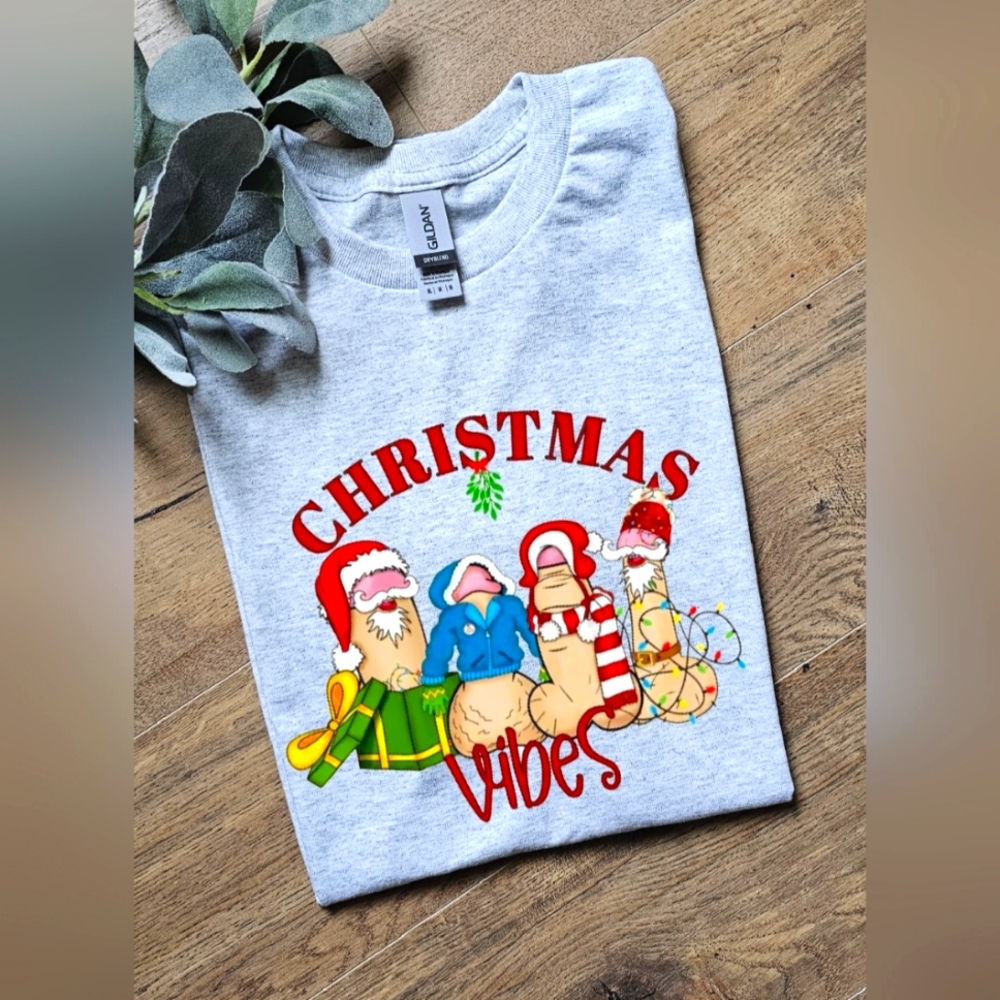 Funny christmas vibes popular adult humor christmas tee